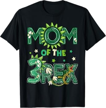 Mom Of The Three Rex Birthday Dinosaur Family Matching T-Shirt
