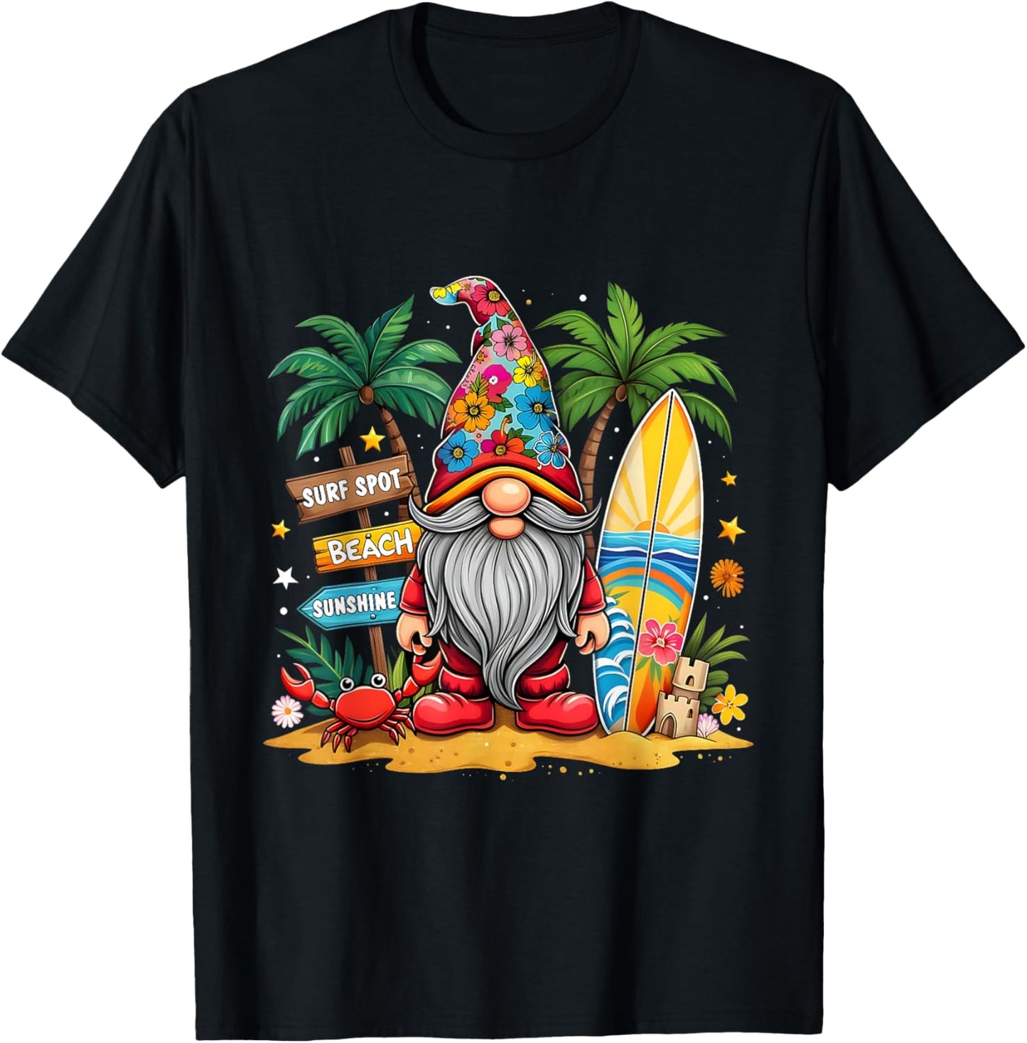 Beach Surf Gnome Tropical Summer Vacation Outfit T-Shirt