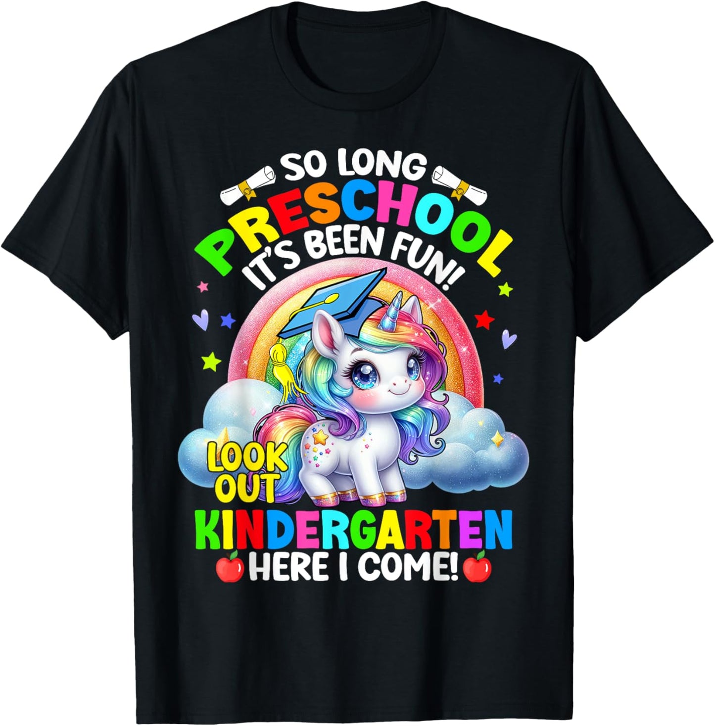 Preschool Graduation 2025 Unicorn Girl 1st Grade Here I Come T-Shirt