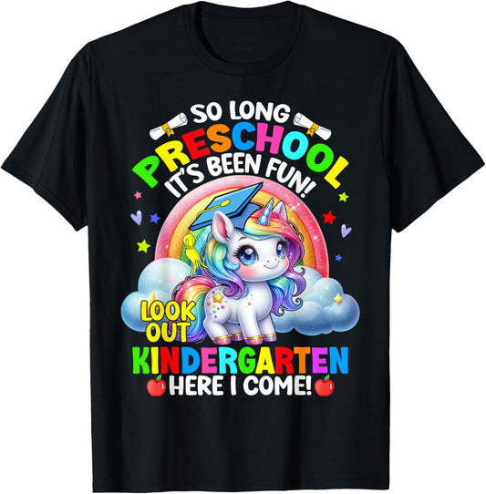 Preschool Graduation 2025 Unicorn Girl 1st Grade Here I Come T-Shirt