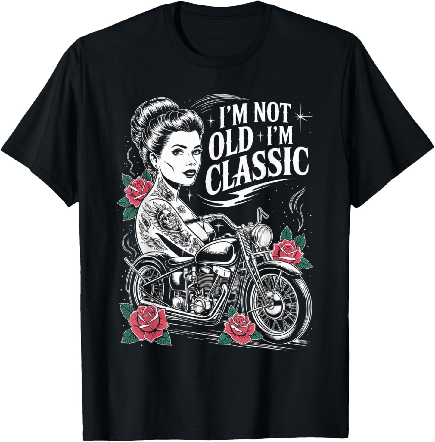 Funny Biker Women Riding Motorcycle Classic Outfit Rider T-Shirt