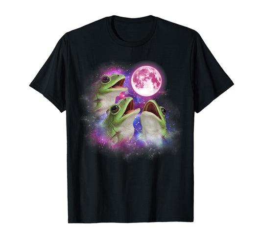 Frog Howling At The Moon Wildlife colorful frogs tie dye T-Shirt