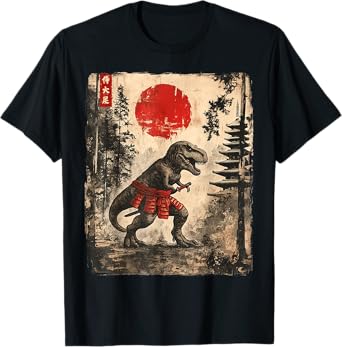 Samurai T-Rex Japanese Dinosaus Funny DIno Gifts Graphic Art T-Shirt