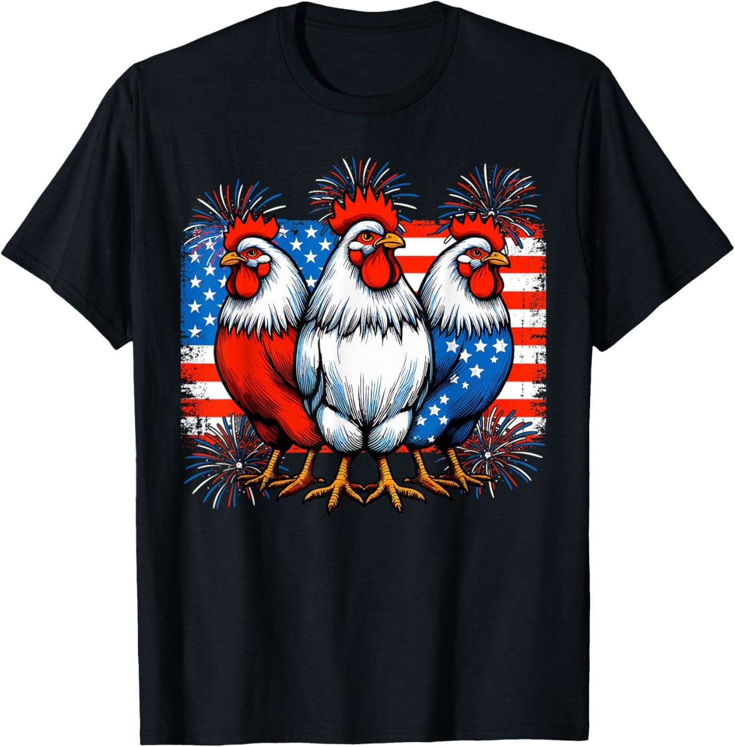 Funny 4th Of July Chickens Lover USA Flag Patriotic Chicken T-Shirt