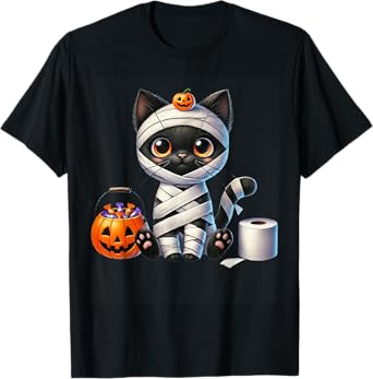 Cute Halloween Black Cat Pumpkin Trick or Treat Girls Boys T-Shirt