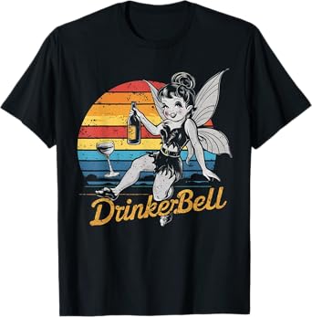 Vintage retro sunset Drinkerbell Funny Drinking Funny Saying T-Shirt