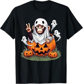 Funny Monkey Ghost Boo Halloween Monkey Womens Mens Kids T-Shirt