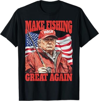 Make Fishing Great Again US American Flag Trump T-Shirt