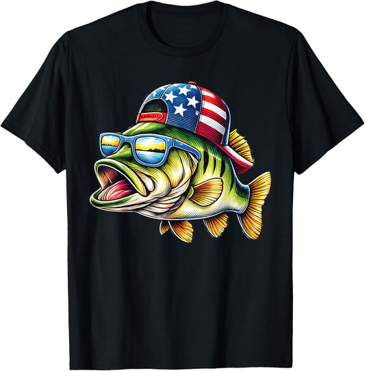 American Flag Fishing Lovers Funny Fisherman USA T-shirt by TeeBrew