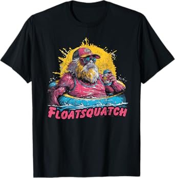 Funny Bigfoot or Sasquatch Summer Float Trip River Tubing T-Shirt for Men Women