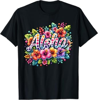 Aloha Tropical Flowers Summer Vacation Hawaii Beach Family T-Shirt