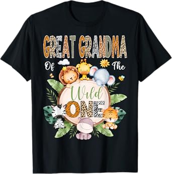 Great Grandma Of The Wild One 1St Birthday Safari Jungle T-Shirt