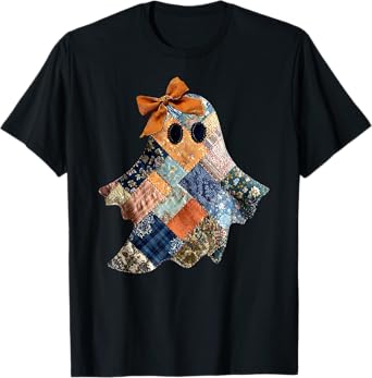 Patchwork Quilter Fall Ghost Bow Quilt Block Autumn Quilting T-Shirt
