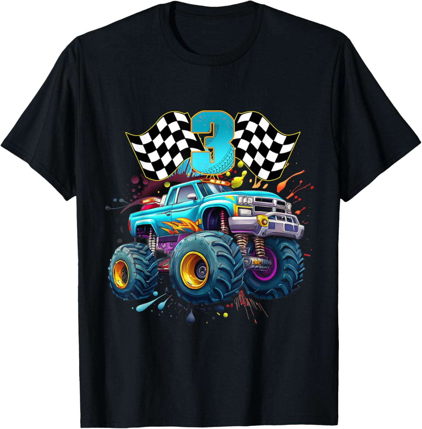 Monster Truck 3 Years Old Boy 3rd Awesome Birthday Party T-Shirt