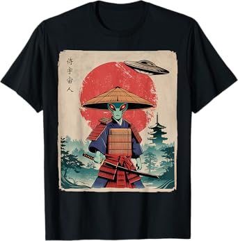 Vintage Samurai Alien Japanese Funny Gifts Art Men Women Kid T-Shirt