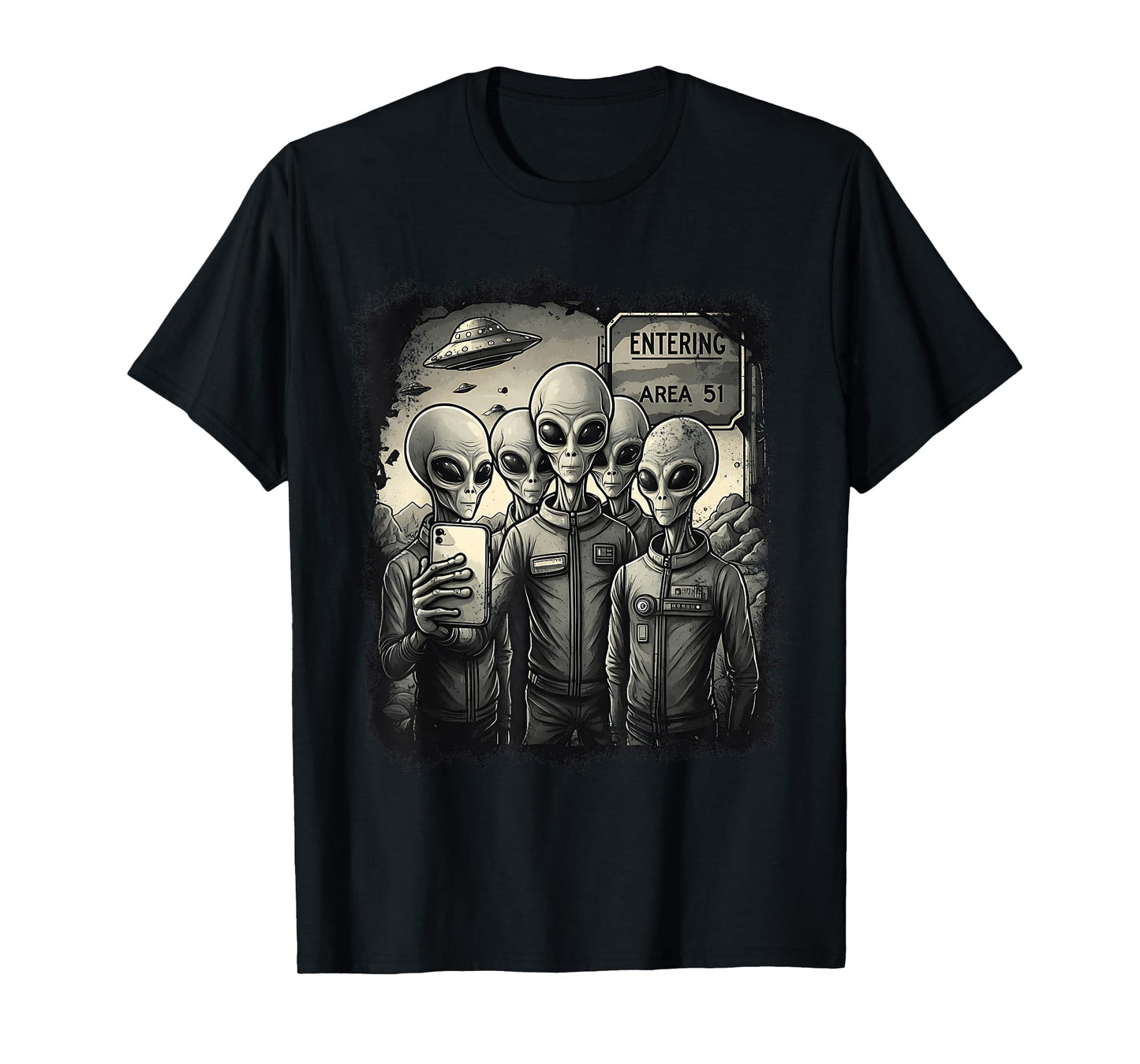 Funny Aliens Selfie Area 51 Space Suit UFO UAP Conspiracy T-Shirt