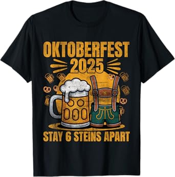 Oktoberfest 2025 6 Stein Apart Beer October Funny Drinking T-Shirt