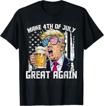 Make 4th Of July Great Again Funny Trump Men Drinking Beer T-Shirt