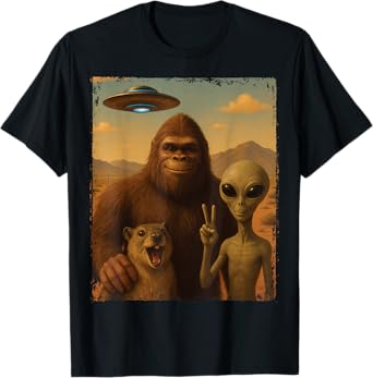 Funny Rock Hyrax Awawa Bigfoot Alien Selfie UFO Area 51 T-Shirt