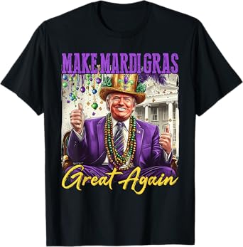 Funny Mardi Gras Donald Trump Mardi Gras American Flag Mens T-Shirt