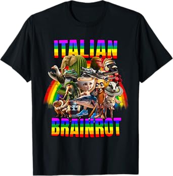 ITALIAN BRAINROT ALL CHARACTERS Rainbow Flag Pride T-Shirt