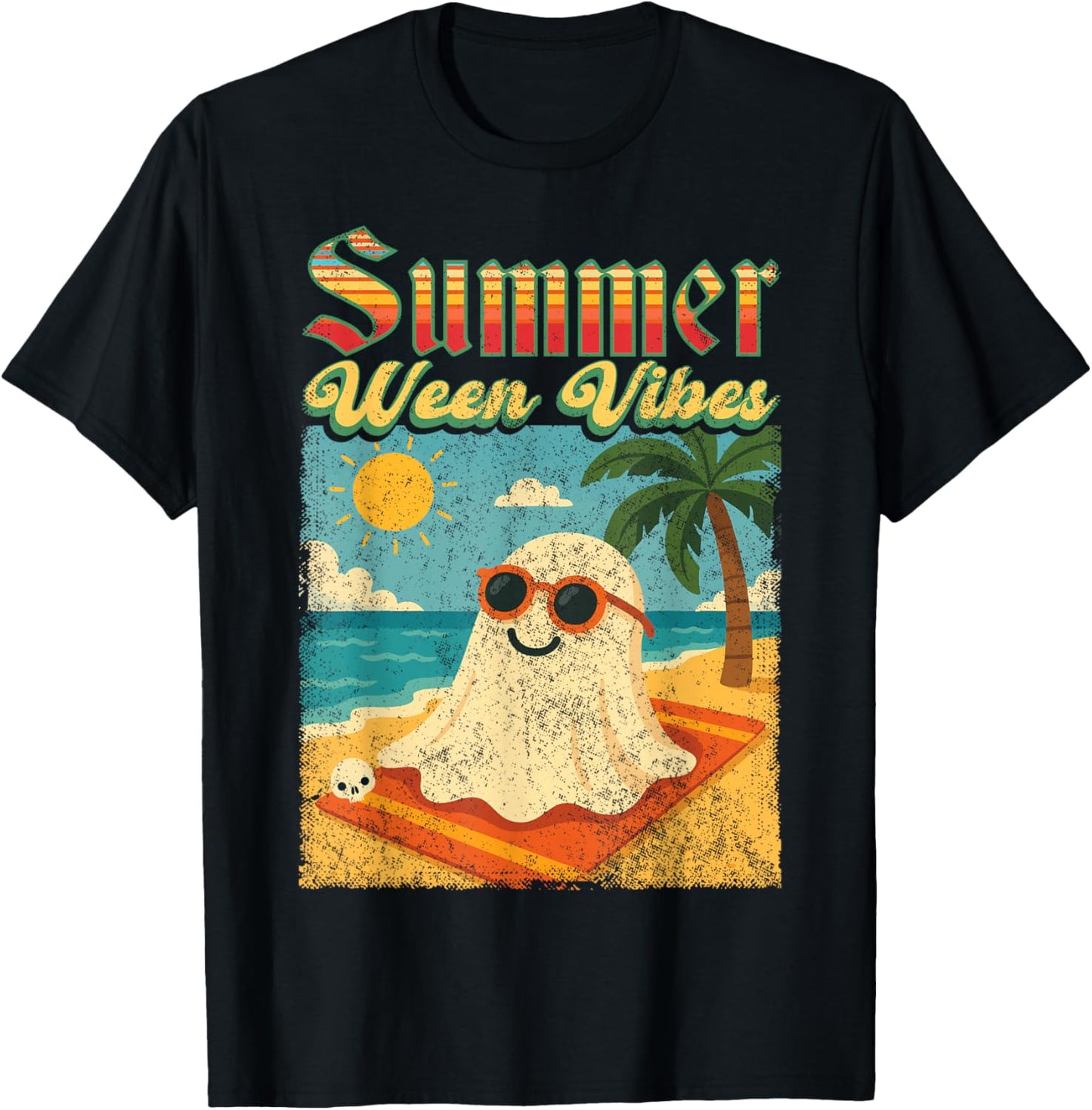 Summerween Vibes Ghost Funny Summer Halloween T-Shirt