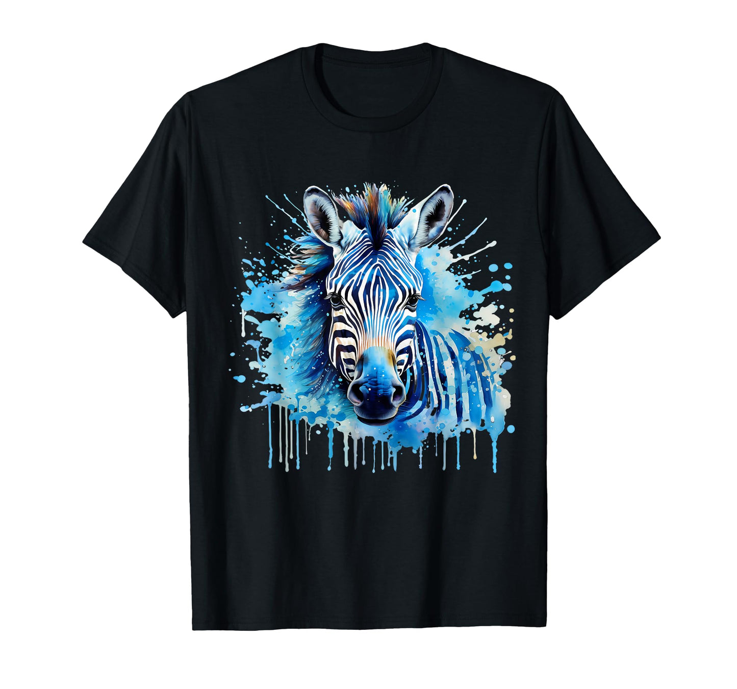 Zebra Portrait Wildlife Splash Nature Colorful Animal Art T-Shirt