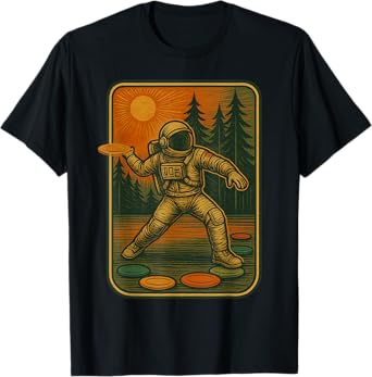 Disc Golf Astronaut Vintage Funny Astronaut Disc Golf T-Shirt