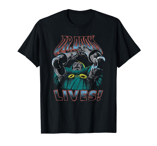 Marvel Comics Retro Classic Dr. Doom Lives Distressed Poster T-Shirt