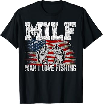 Vintage retro M.I.L.F Man I Love Fishing Funny Fishing MILF T-Shirt