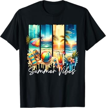 Summer Vibes Hawaii Sunset Summer Vacation Beach Coconut T-Shirt
