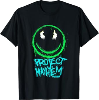 Fight Club Project Mayhem Smiley Face Spray Paint Neon Logo T-Shirt