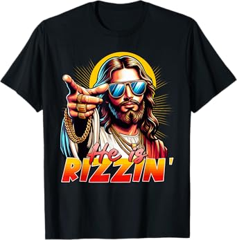 He Is Rizzin' Funny Jesus Christian Happy Easter Eggs Hunt T-Shirt