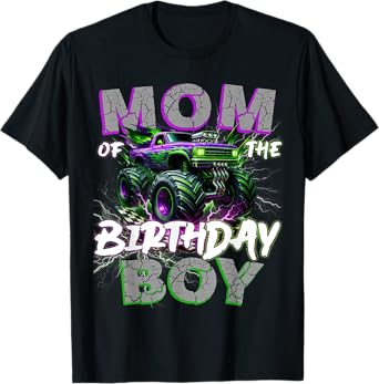 Mom Of The Birthday Monster Truck Family Matching Party T-Shirt