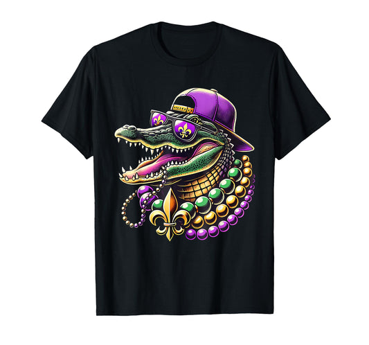 Mardigator Mardi Gras Alligator Funny Men Women Mardi Gras T-Shirt