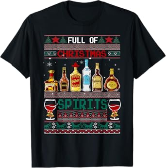 Beer Pajamas Christmas Spirits Drinking Wine Alcohol Xmas T-Shirt