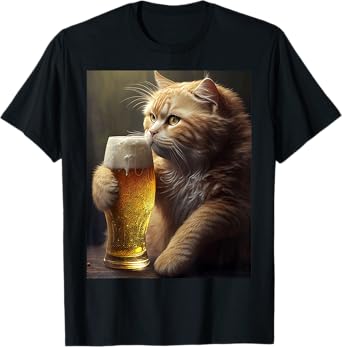 Mens Funny Cat Cats And Beer T-Shirt