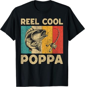 Father's Day Present Funny Fishing Reel Cool Poppa T-Shirt