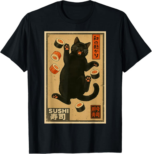 Cat Sushi Kawaii Japanese Gift For Cat Lover Cat Mom Cat Dad T-Shirt