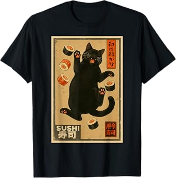 Cat Sushi Kawaii Japanese Gift For Cat Lover Cat Mom Cat Dad T-Shirt for Men Women Kids