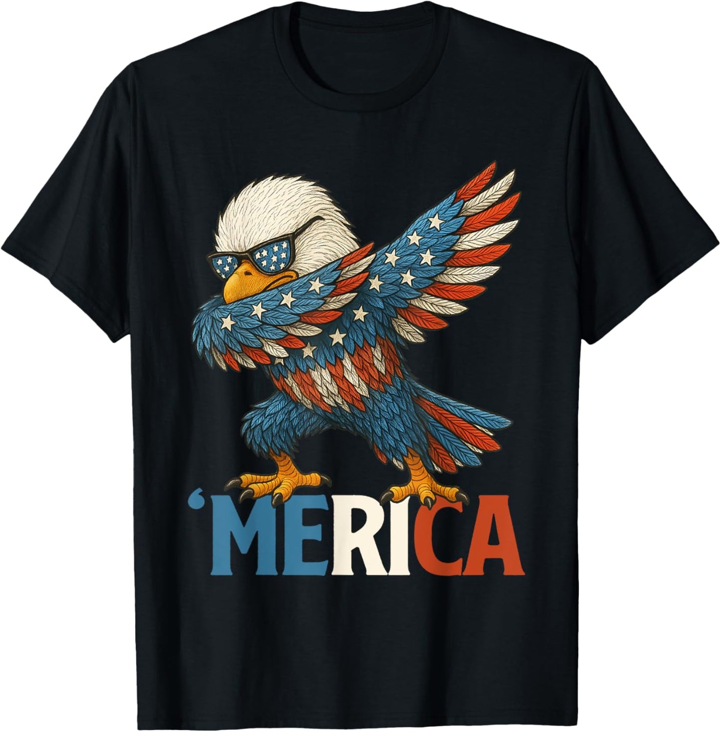 Merica Bald Eagle Dabbing Kids Boys July 4th Patriotic US T-Shirt