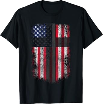 American Flag Cross for Patriotic USA Christians God Faith T-Shirt