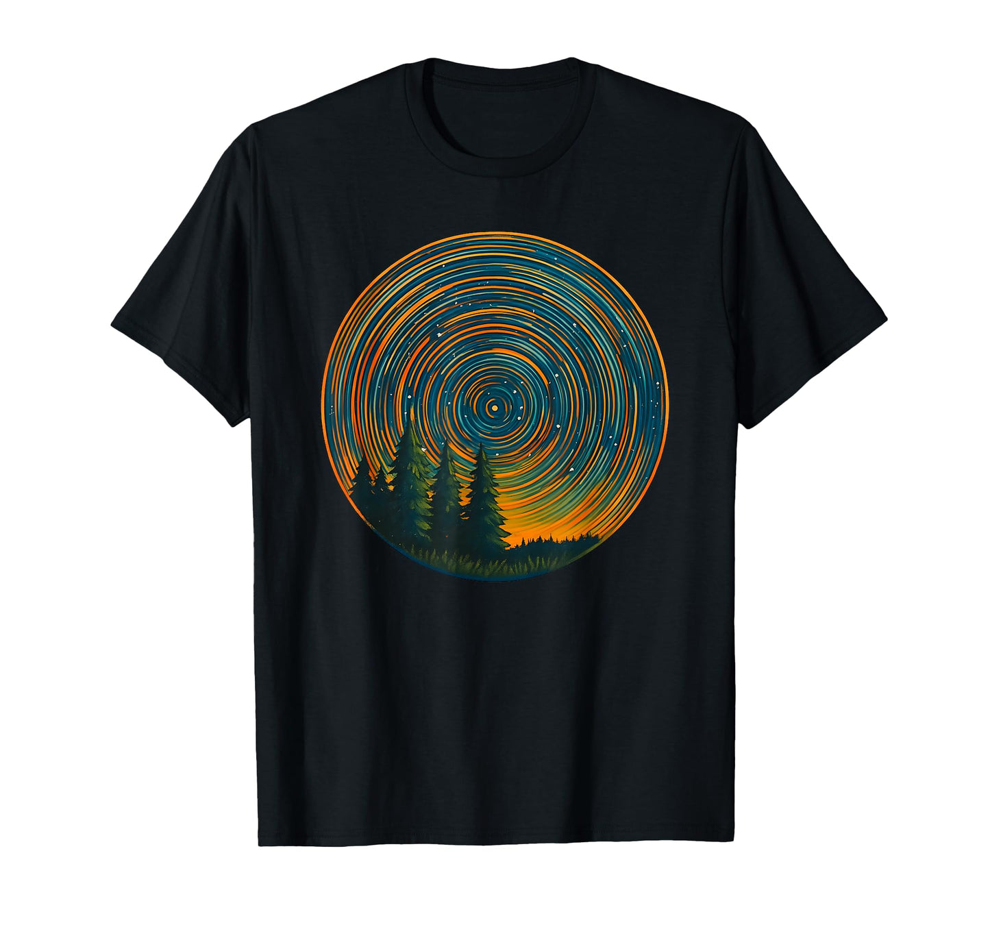 Star Trails Forest Night Sky Nature Lover Retro, Wildlife T-Shirt