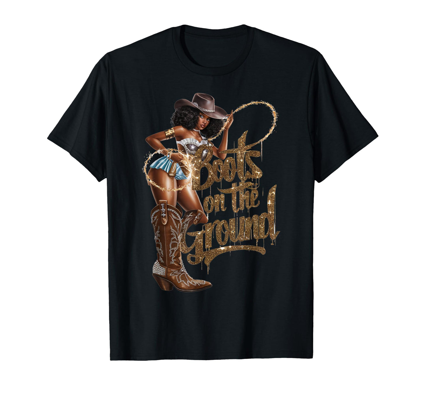 Funny Cowgirl Boots Bling Women Love Country Life Linedance T-Shirt