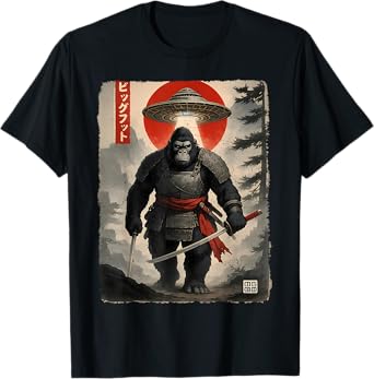 Samurai Bigfoot Japanese Vintage Graphic Ukiyo-e Art Funny T-Shirt