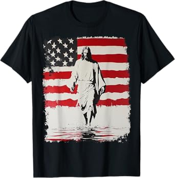 Jesus with American Flag T-Shirt