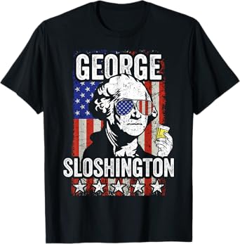 George Sloshington Funny George Washington USA Flag Drinking T-Shirt