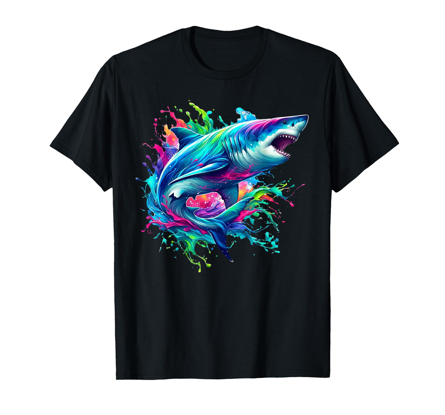 Shark Marine Biologist Paint Splash Ocean Animal Shark Lover T-Shirt