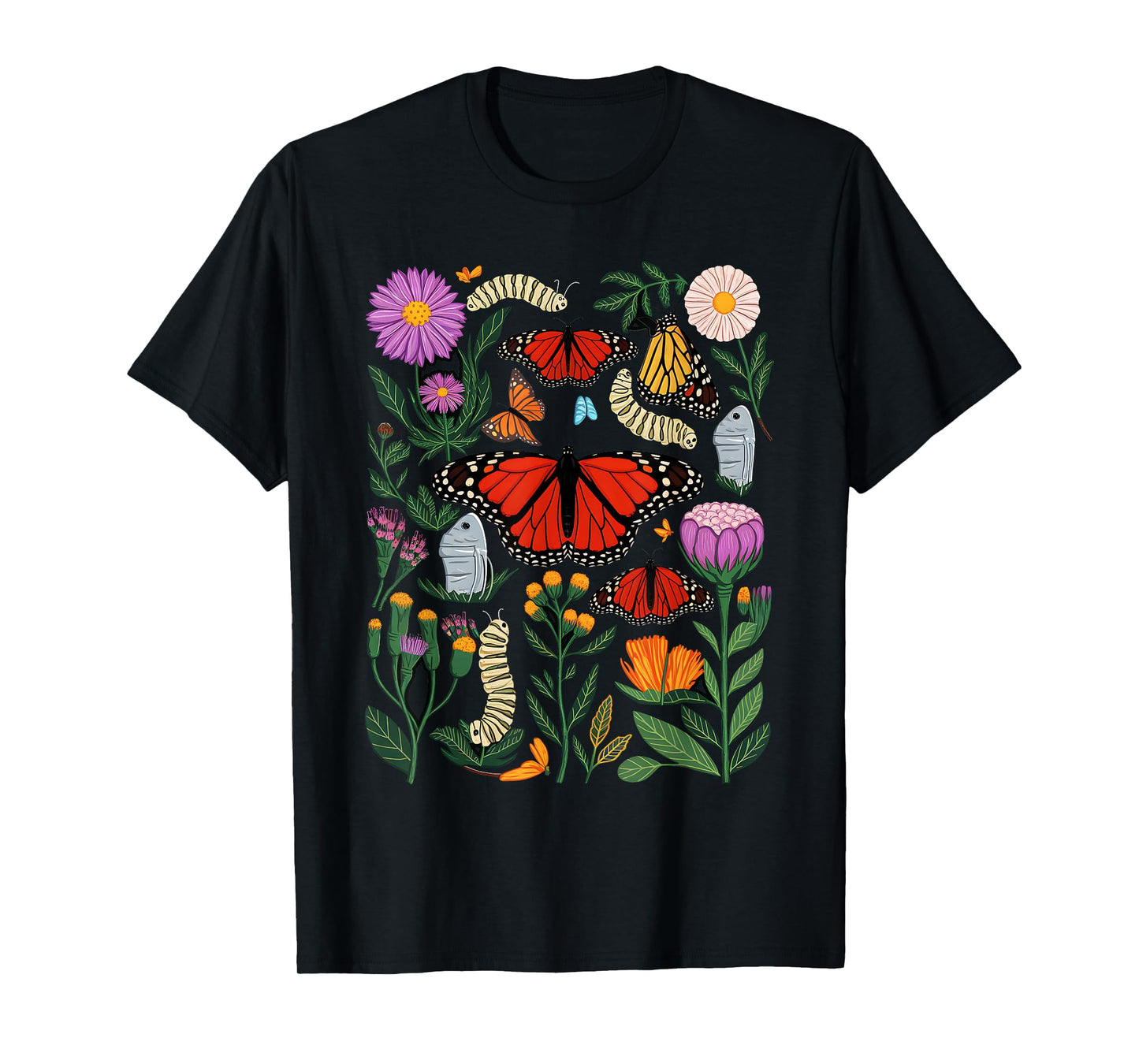 Monarch Butterfly Lover Life Cycle Metamorphosis Caterpillar T-Shirt