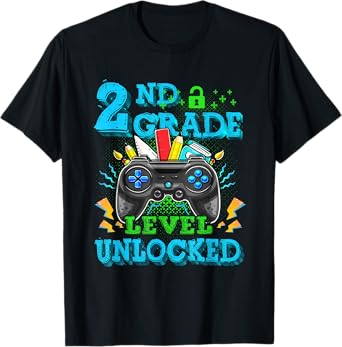 2nd Grade Level Unlocked Video Game Back to School Boys T-Shirt